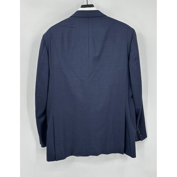 jacket blazer sport coat super 200s 100% wool windowpane blue 46L - Picture 8 of 9